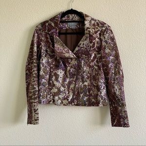 Eccoci Brown & Purple Snake Print Moto Jacket size‎ 12
